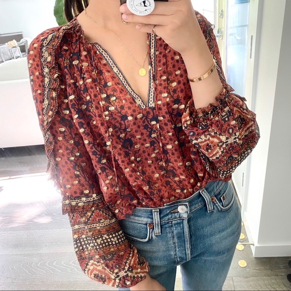 Ulla Johnson Tops - Ulla Johnson Silk/Lurex Boho Blouse 0/XS